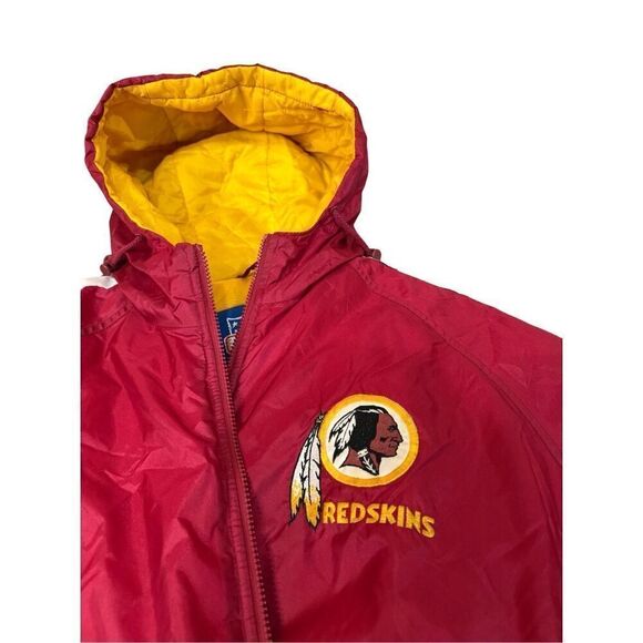 Game Day Mens NFL Washington Redskin Zip Hooded vintage  puffer coat Red Size XL - Picture 4 of 15
